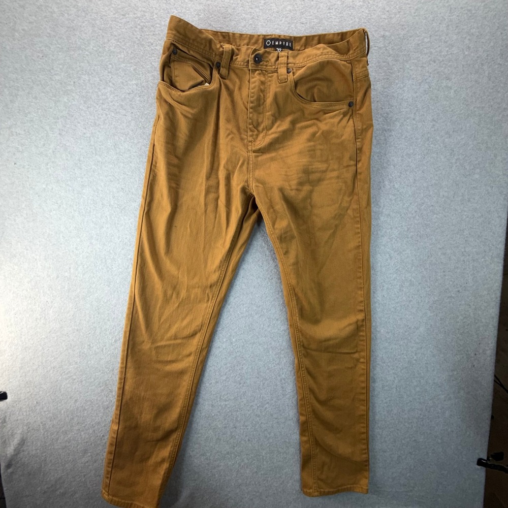 Empyre Mens Slim Fit Tapered Twill Pants Tobacco Brown Size 32 Skater Streetwear